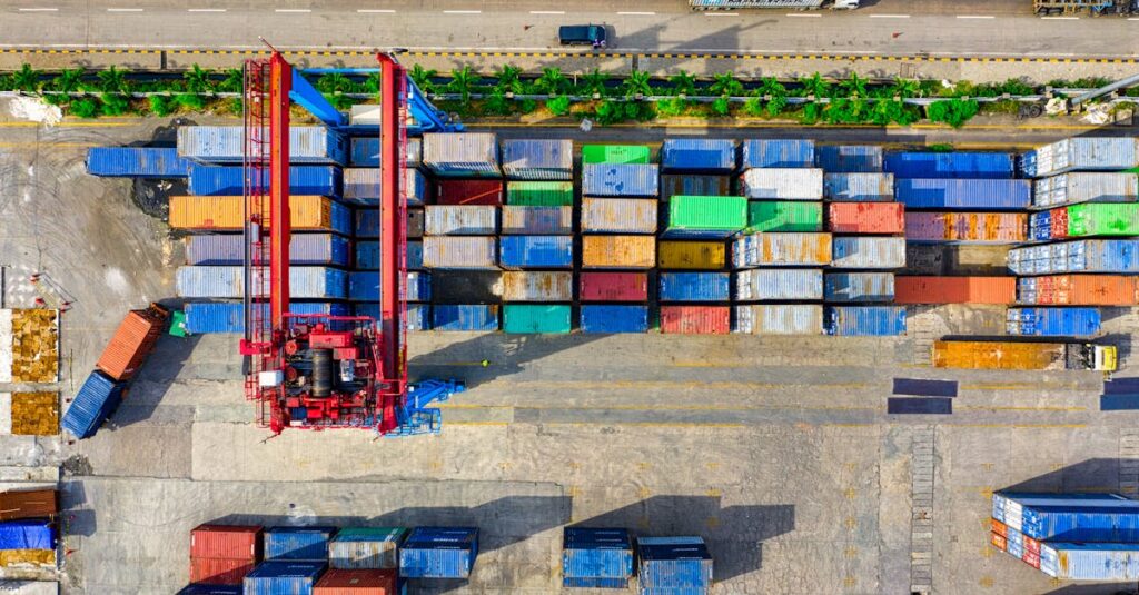 aerial view of containers